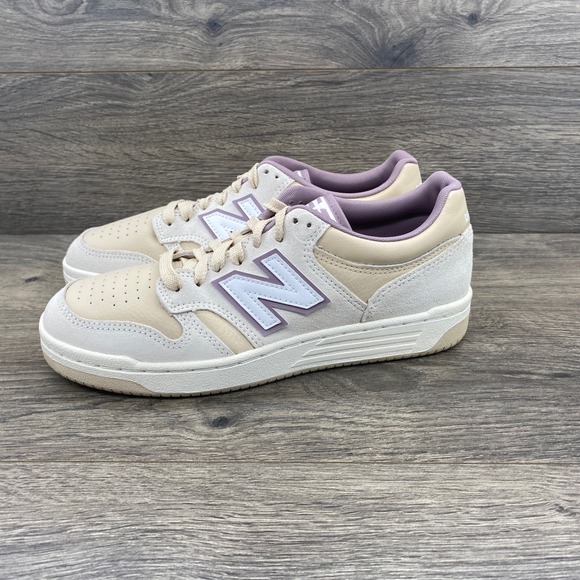 New Balance Shoes - New Balance 480 Sneakers Womens 8.5 Cream Tan Lavender BB480LHP Low Top Shoes
